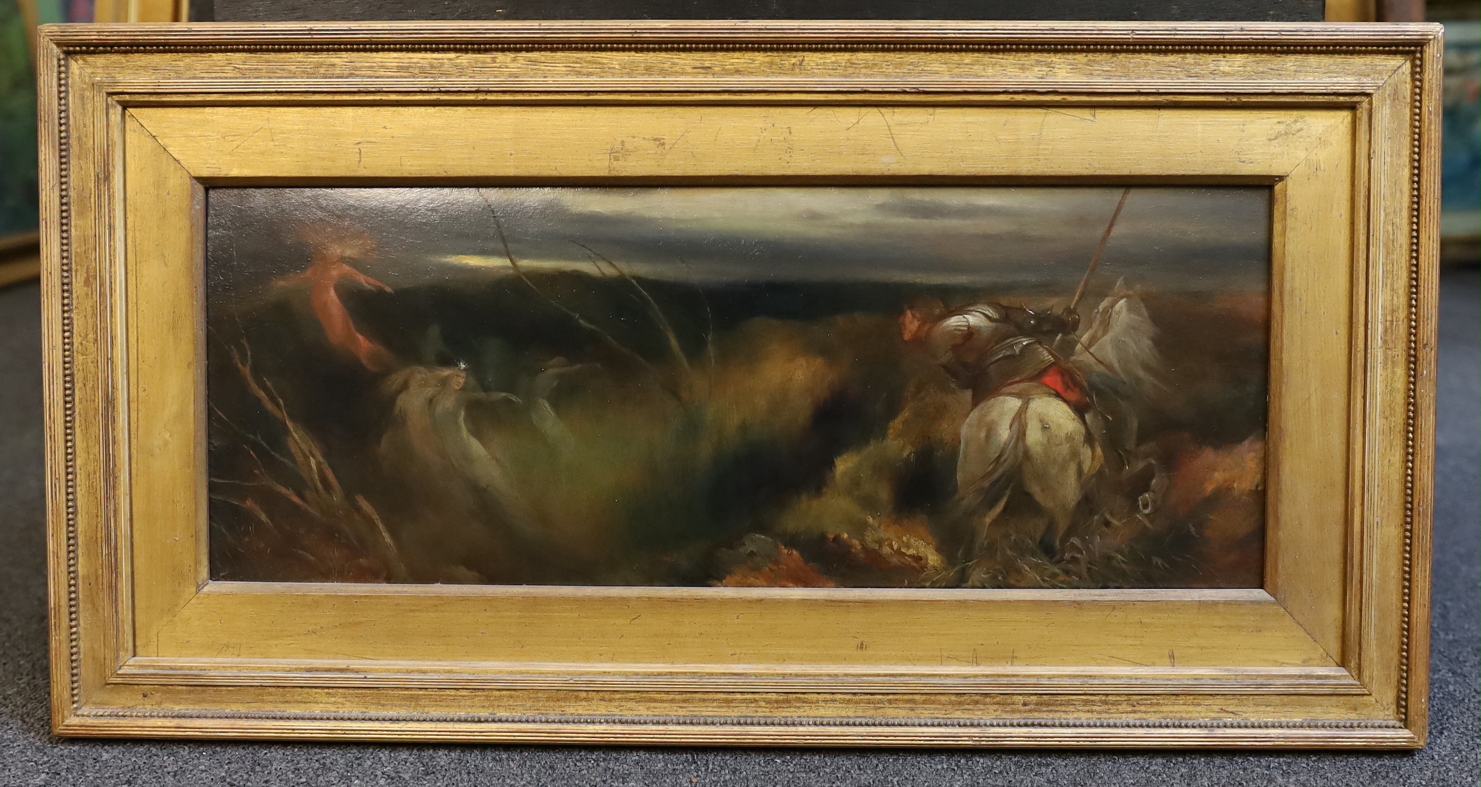 Frederick Weekes (British, fl.1854-1893), 'The Haunted Glen, the Intruder', oil on board, 18.5 x 49cm